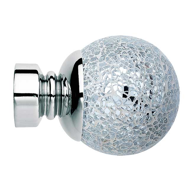 Neo Style 35mm Crackled Mosaic Ball Finials Chrome Pair