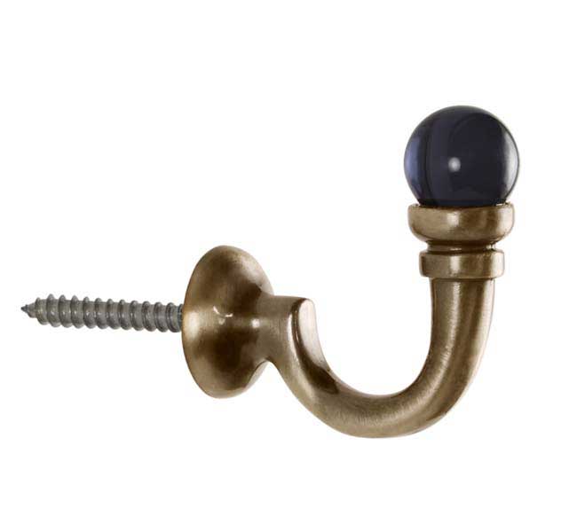 Neo Spun Brass Smoke Grey Ball Tassel Hook (pair)