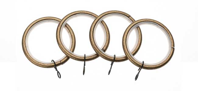 Universal Rings for 28mm pole Antique Brass Pack of 4