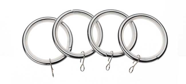Universal Rings for 19mm pole Chrome Pack of 4