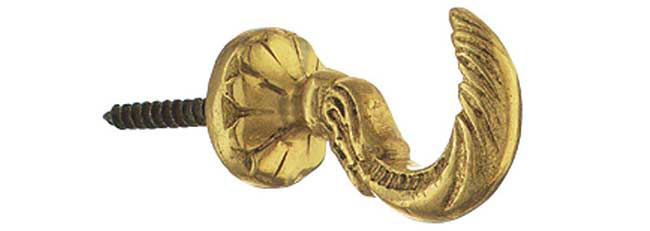 Large Sceptre Tieback Hook Brass