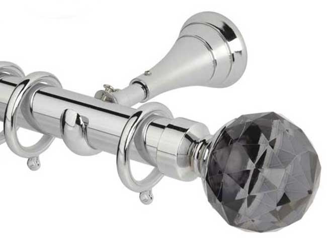 Neo Premium Faceted Ball Smoke Grey Chrome Effect 28mm Curta