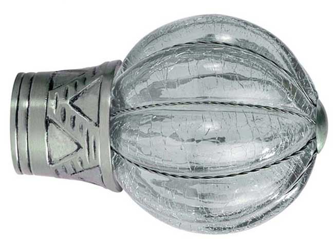 35mm Galleria Brushed Silver Crackled Glass Pumpkin Finial