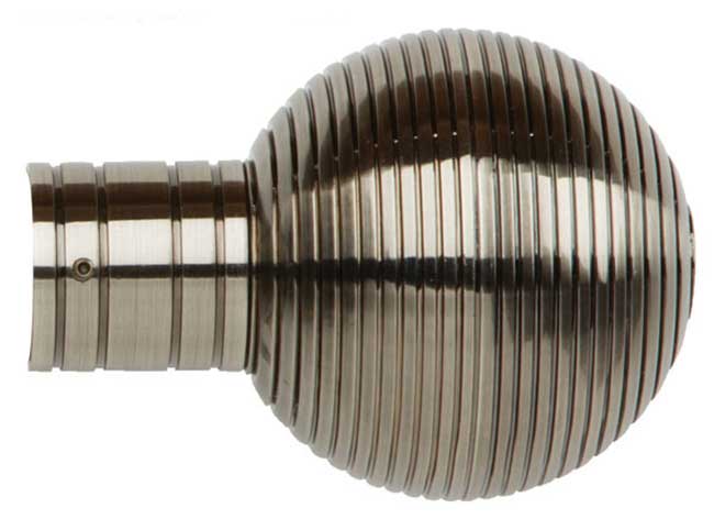 35mm Galleria Metals Brushed Silver Ribbed Ball Finial