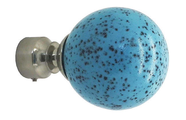 Funky Finials - 28mm Blue Egg Glazed Ball Finials - Satin si