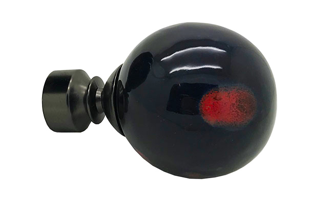 Funky Finials - 28mm Black with Red Spots Glazed Ball Finial