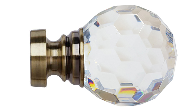 Speedy 35mm Acrylic Ball Finial Antique Brass (Pair)