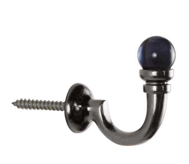 Neo Black Nickel Smoke Grey Ball Tassel Hook (pair)